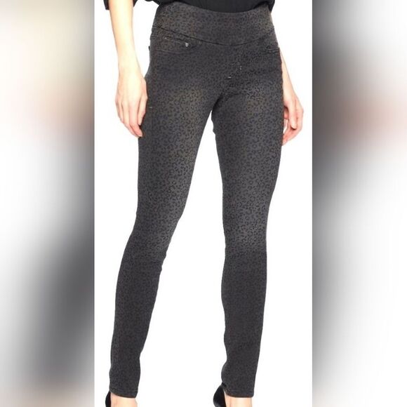 Jag Jeans Gray & Black Leopard Print High Rise Skinny Jeans (16) - Picture 1 of 9